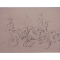 John Wilde (20th Century) American, STUDY FOR NIGHT TIME DRAWING #2, 1965, pencil drawing on pa...