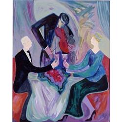 Barbara Wood (20th Century) American, DINNER SERENADE, color screenprint, signed in pencil, num...