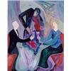 Image 1 : Barbara Wood (20th Century) American, DINNER SERENADE, color screenprint, signed in pencil, num...