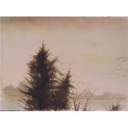 In the style of Andrew Wyeth (1917- ) American, LANDSCAPE, watercolor on paper, 22 1/4 x 30 1/4...