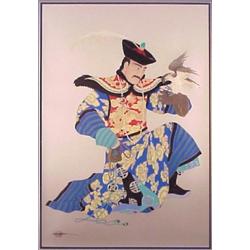 Carolyn Young (20th Century) Chinese American, MANCHURIAN EMPEROR, mixed media color print on s...