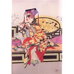 Carolyn Young (20th Century) Chinese American, MANCHURIAN EMPRESS, mixed media color print on s...