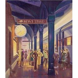 Michael Young (20th Century) American, TRAIN STATION, color screenprint, signed in pencil, numb...