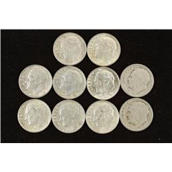 10 ASSORTED SILVER ROOSEVELT DIMES