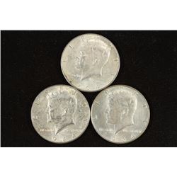 3-1964 90% SILVER KENNEDY HALF DOLLARS