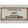 Image 3 : 1959 CANADA SILVER 25 CENT NGC MS64