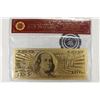 Image 1 : GOLD BANK NOTE $100 FRANKLIN FRN 99.9% PURE 24KT