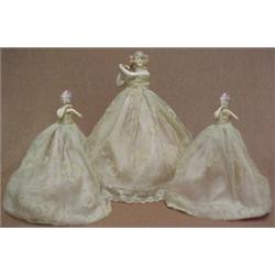 Set of three porcelain boudoir doll lamp shades,