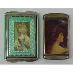 Two portrait pieces; matchsafe and compact,