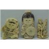 Image 1 : Three carved netsukes, 2" high man with pipe and