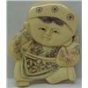 Image 2 : Three carved netsukes, 2" high man with pipe and