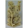 Image 4 : Three carved netsukes, 2" high man with pipe and