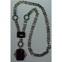 Art Deco sterling silver marcasite and black onyx