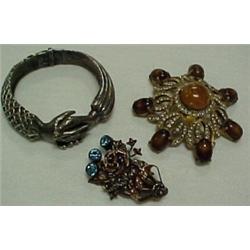 Costume jewelry grouping including sterling