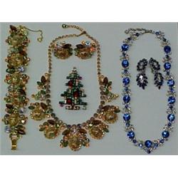 Rhinestone jewelry lot, comprised of 2 3/4" high