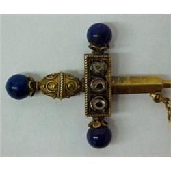 14K and diamond sword pin, 3 1/2" pin with three