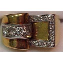 18K and diamond Art Deco buckle ring, European