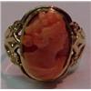 Image 1 : 10K carved coral cameo ring, measures 3/4" in