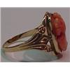 Image 2 : 10K carved coral cameo ring, measures 3/4" in
