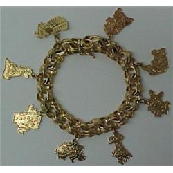 14K yellow gold charm bracelet, double link