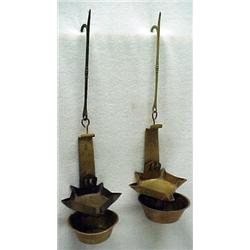 Two French bronze grease lamps C. 1800, stamped