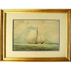 19th C. American School, unsigned watercolor of a