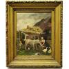 Image 1 : Folk art painting, farm scene with animals and