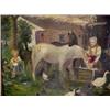 Image 2 : Folk art painting, farm scene with animals and