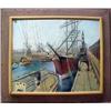 Image 1 : Zocchi, Fontaine, oil on board of ships at dock,