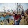 Image 2 : Zocchi, Fontaine, oil on board of ships at dock,