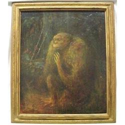 Oil on masonite panel, signed (unreadable), "The