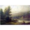 Image 1 : L. Fischer, oil on canvas landscape with lake and