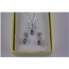 Image 2 : NEW TANZANITE & DIAMOND EARRING & NECKLACE SET, VS CLARITY, $500 CERTIFICATE