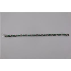 EMERALD & DIAMOND TENNIS BRACELET, FIGURE 8 LINKS, 12 OVAL EMERALDS, $500 CERTIFICATE