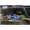 Image 2 : SHELF LOT OF SPORTS RELATED ITEMS - INCLUDING SCARVES AND MORE