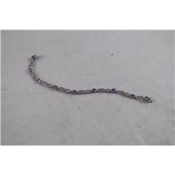 3.60CT PURPLE AMETHYST AND DIAMOND TENNIS BRACELET, INFINITY DESIGN LINKS, INCLUDES $375