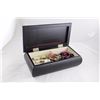 Image 2 : BLACK WOODEN JEWELLERY BOX FILLED WITH MISC ESTATE JEWELLERY