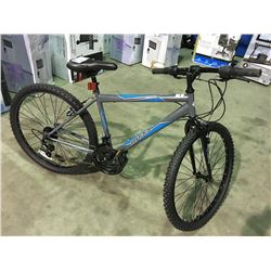 HUFFY 18 SPEED MOUNTAIN BIKE - GREY  &  BLUE