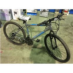 HUFFY 18 SPEED MOUNTAIN BIKE - GREY  &  BLUE