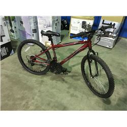 HUFFY 18 SPEED YOUTH SIZED MOUNTAIN BIKE - RED