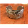 Image 2 : BC FIRST NATIONS WIDE BAND CARVED  METAL ART BRACELET - AHOUSAT NATIONS TOFINO