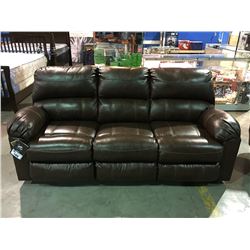 BROWN LEATHER RECLING SOFA