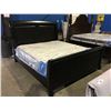 Image 1 : KING SIZED DARK WOOD  FINISH SLEIGH BED - HEAD BOARD, FOOT BOARD & RAILS