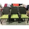 Image 1 : SET OF 6 FAUX WICKER WITH GREEN UPHOLSTERED SEAT CUSHION PATIO CHAIRS