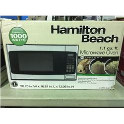 HAMILTON BEACH STAINLESS STEEL FRONT 1,000 WATT MICROWAVE OVEN