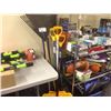 Image 2 : LOT OF ASSORTED TOOLS INCLUDING LEAF RAKES, SNOW SHOVELS,  GARDEN RAKES ETC.