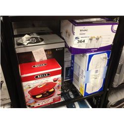 SHELF LOT OF ASSORTED HOUSEHOLD ITEMS INCLUDING BELLA MINI CUPCAKE MAKER, KEURIG, ETC.