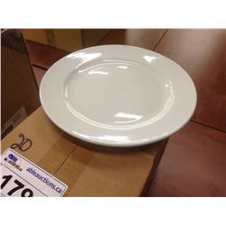 BOX OF 12 WHITE WIDE RIM PLATES