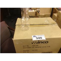 BOX OF 24 DECANTERS WITH LIDS