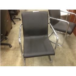 BLACK CHROME FRAMED SLED BASED CLIENT CHAIR